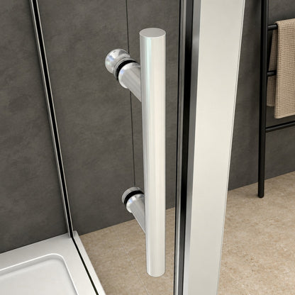 Cabine de douche coulissante accès d'angle – en situation dans une salle de bain