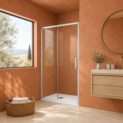 Porte de douche coulissante pour niche – en situation dans une salle de bain