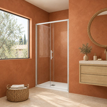Porte de douche coulissante pour niche – en situation dans une salle de bain
