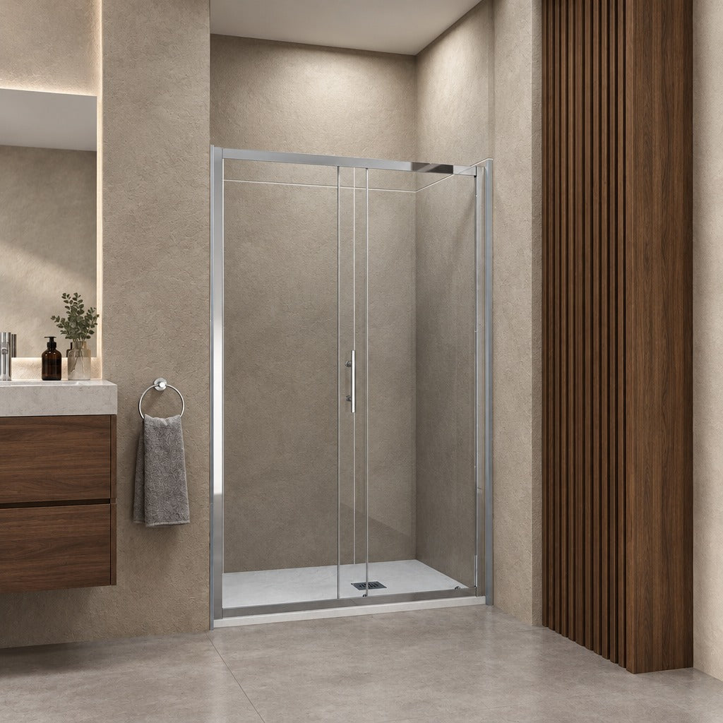 Porte de douche coulissante pour niche – en situation dans une salle de bain