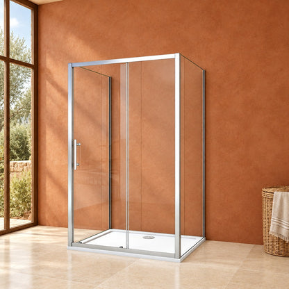 Cabine de douche coulissante en U avec 2 parois latérales – en situation dans une salle de bain