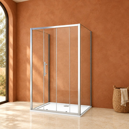 Cabine de douche coulissante en U avec 2 parois latérales – en situation dans une salle de bain