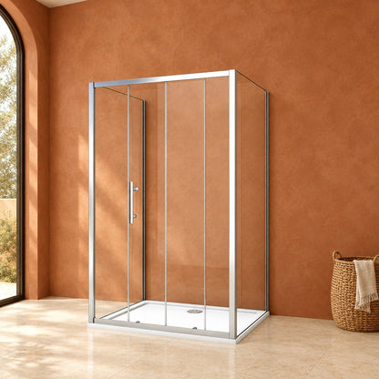 Cabine de douche coulissante en U avec 2 parois latérales – en situation dans une salle de bain