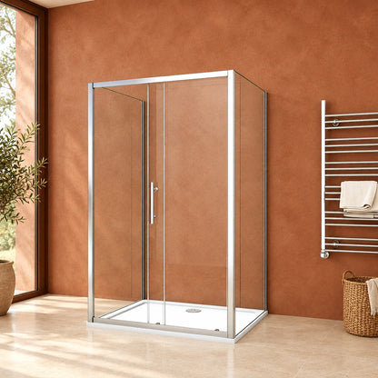 Cabine de douche coulissante en U avec 2 parois latérales – en situation dans une salle de bain