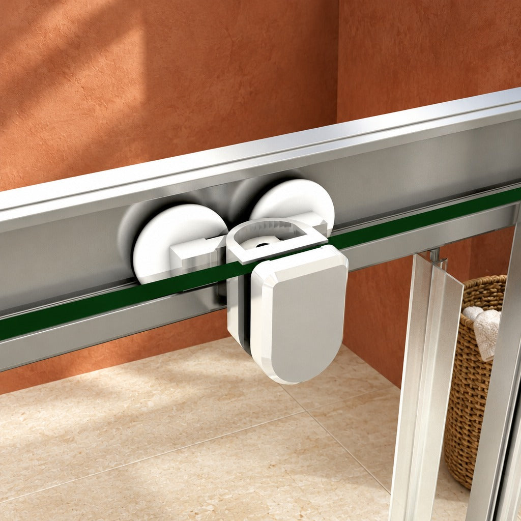 Cabine de douche coulissante en U avec 2 parois latérales – en situation dans une salle de bain