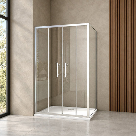 Cabine de douche coulissante accès d'angle – en situation dans une salle de bain