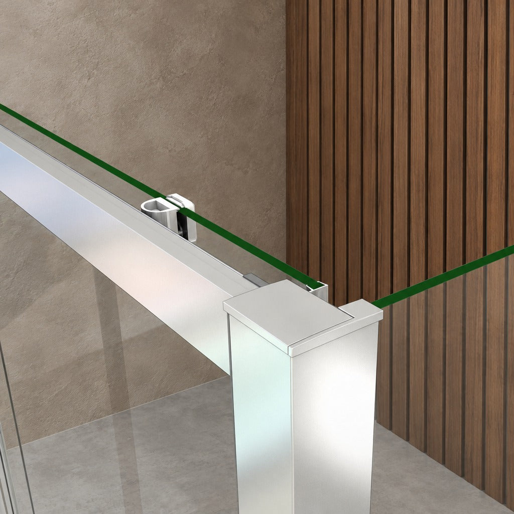 Cabine de douche coulissante accès d'angle – en situation dans une salle de bain