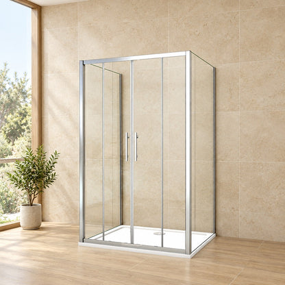 Cabine de douche coulissante en U avec 2 parois latérales – en situation dans une salle de bain