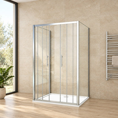 Cabine de douche coulissante en U avec 2 parois latérales – en situation dans une salle de bain