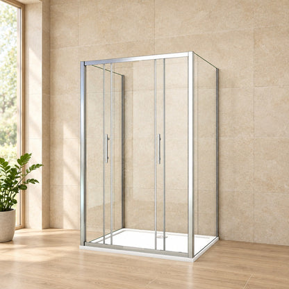 Cabine de douche coulissante en U avec 2 parois latérales – en situation dans une salle de bain