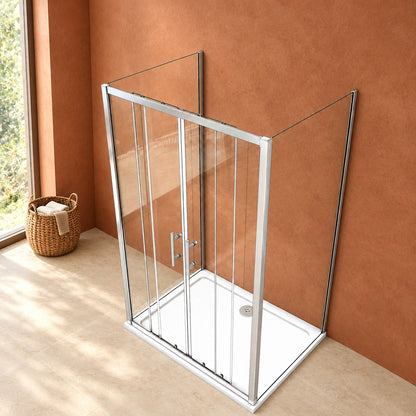 Cabine de douche coulissante en U avec 2 parois latérales – en situation dans une salle de bain