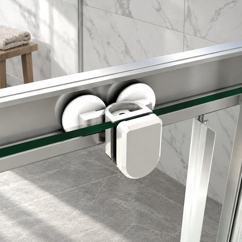 Porte de douche coulissante pour niche – en situation dans une salle de bain