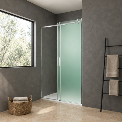 Porte de douche coulissante – en situation dans une salle de bain