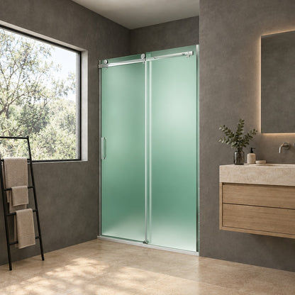 Porte de douche coulissante – en situation dans une salle de bain
