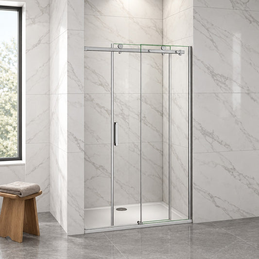 Porte de douche coulissante pour niche – en situation dans une salle de bain