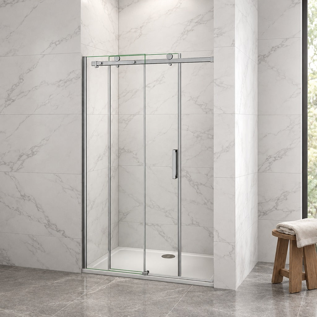 Porte de douche coulissante pour niche – en situation dans une salle de bain