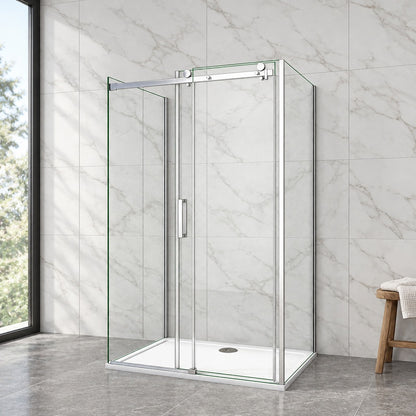 Cabine de douche coulissante en U avec 2 parois latérales – en situation dans une salle de bain