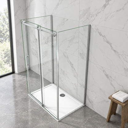 Cabine de douche coulissante en U avec 2 parois latérales – en situation dans une salle de bain