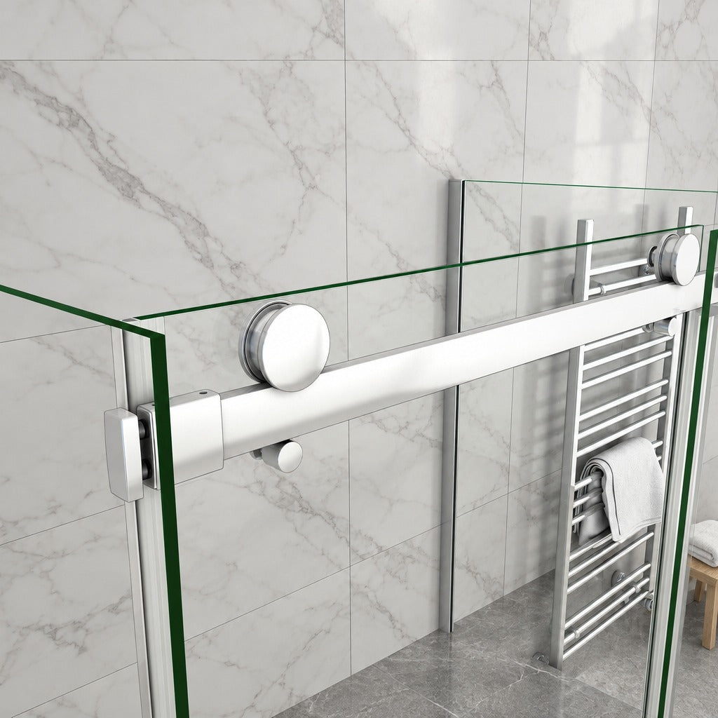 Cabine de douche coulissante en U avec 2 parois latérales – en situation dans une salle de bain