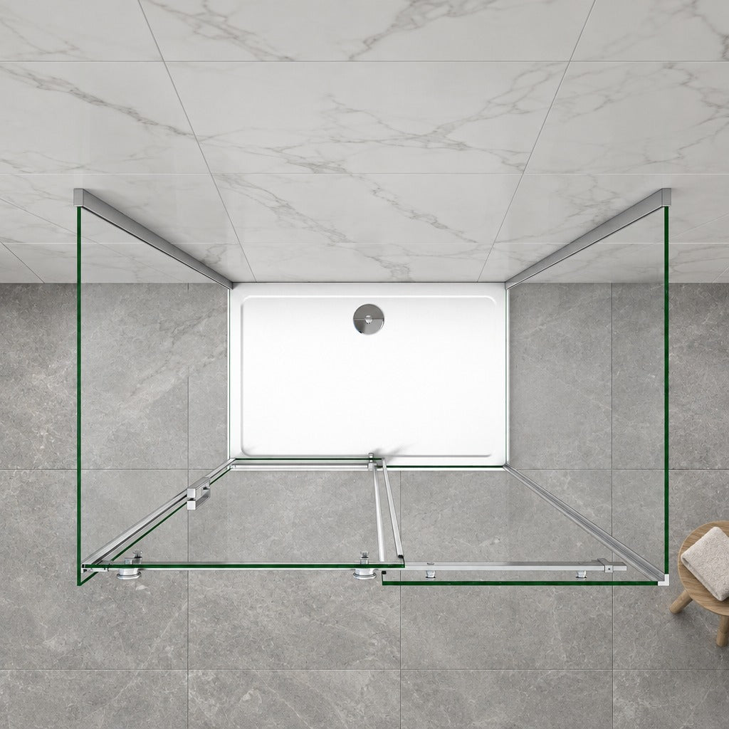 Cabine de douche coulissante en U avec 2 parois latérales – en situation dans une salle de bain