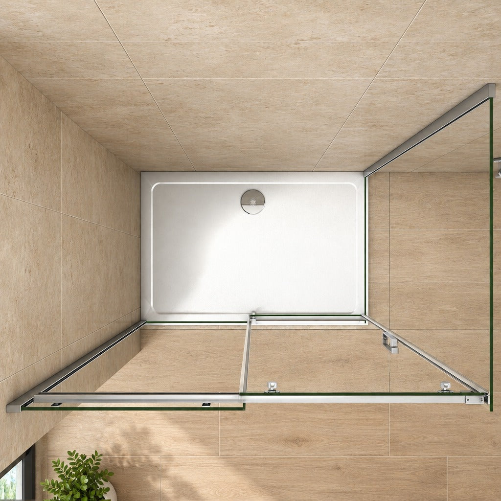 Cabine de douche coulissante accès d'angle – en situation dans une salle de bain