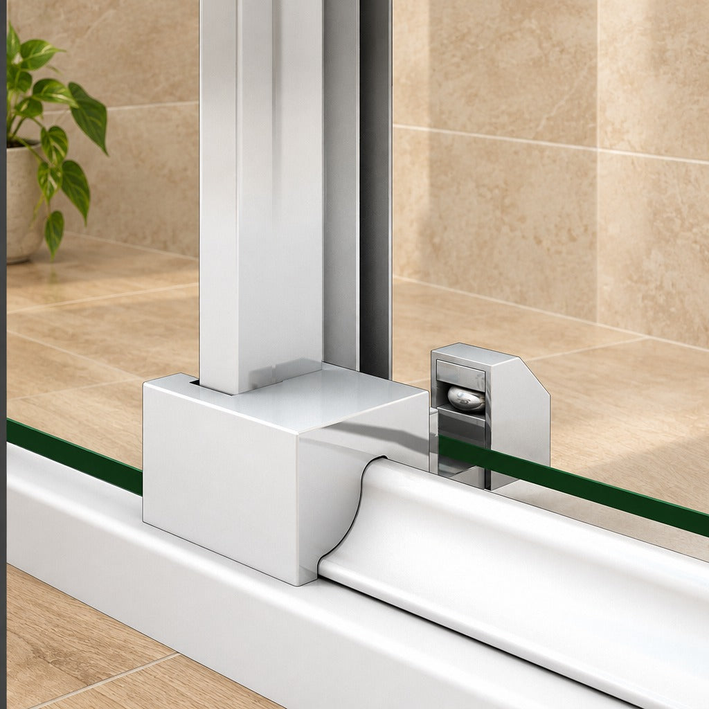 Cabine de douche coulissante accès d'angle – en situation dans une salle de bain