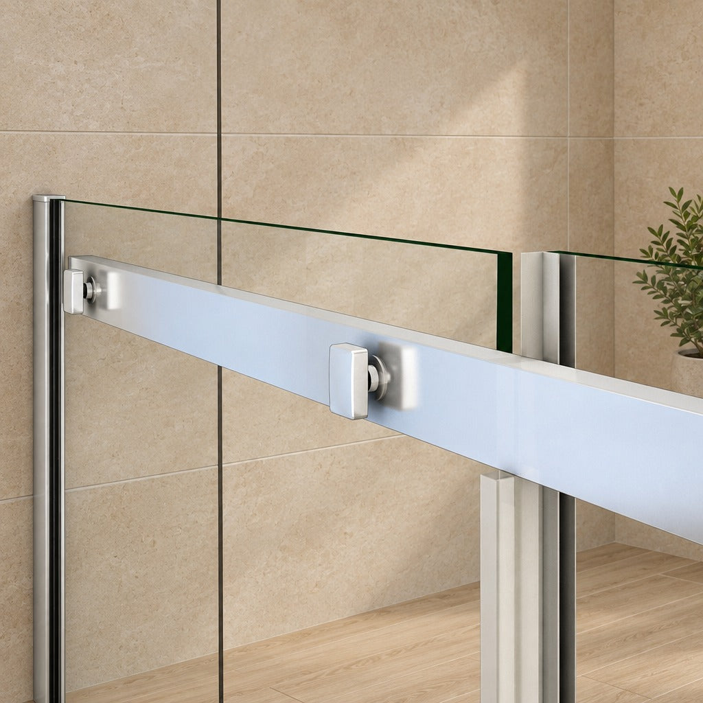 Cabine de douche coulissante accès d'angle – en situation dans une salle de bain
