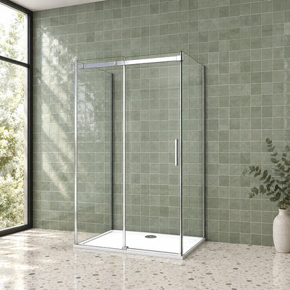 Cabine de douche coulissante en U avec 2 parois latérales – en situation dans une salle de bain