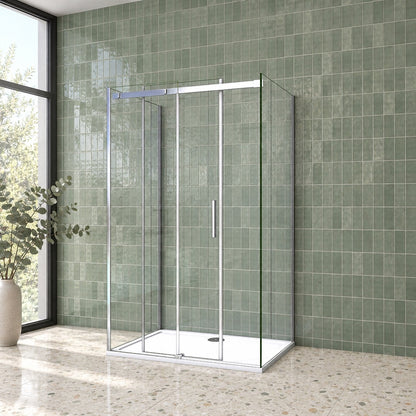 Cabine de douche coulissante en U avec 2 parois latérales – en situation dans une salle de bain