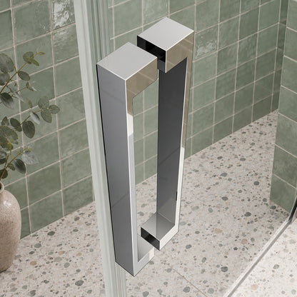 Cabine de douche coulissante en U avec 2 parois latérales – en situation dans une salle de bain