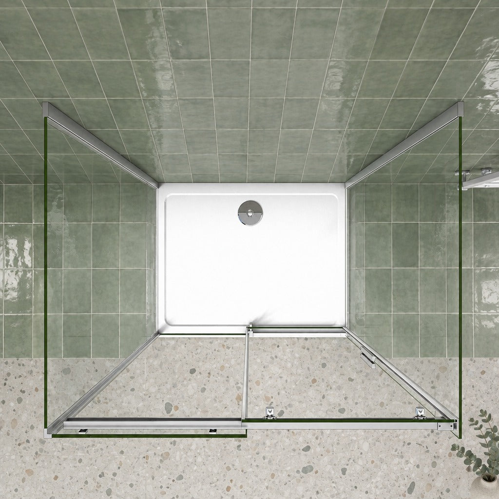 Cabine de douche coulissante en U avec 2 parois latérales – en situation dans une salle de bain