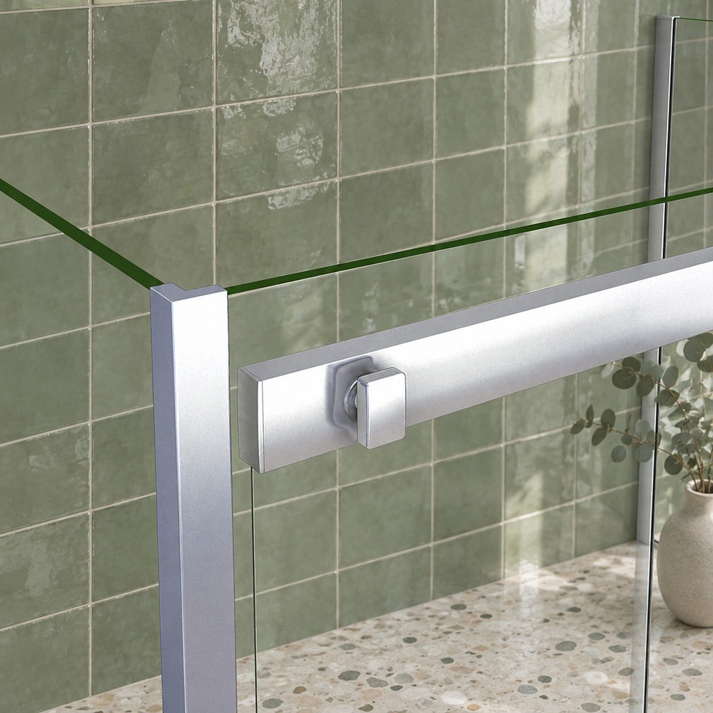 Cabine de douche coulissante en U avec 2 parois latérales – en situation dans une salle de bain