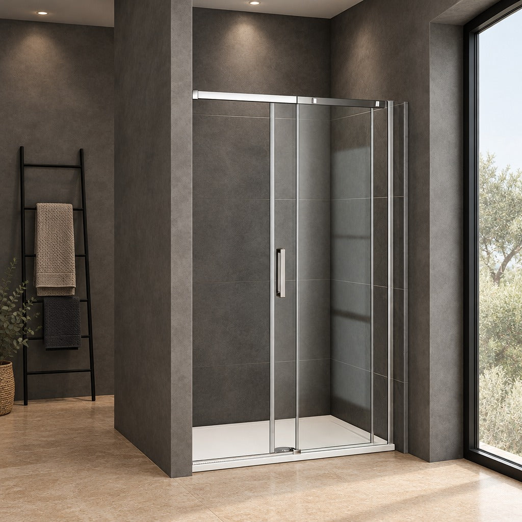 Porte de douche coulissante pour niche – en situation dans une salle de bain