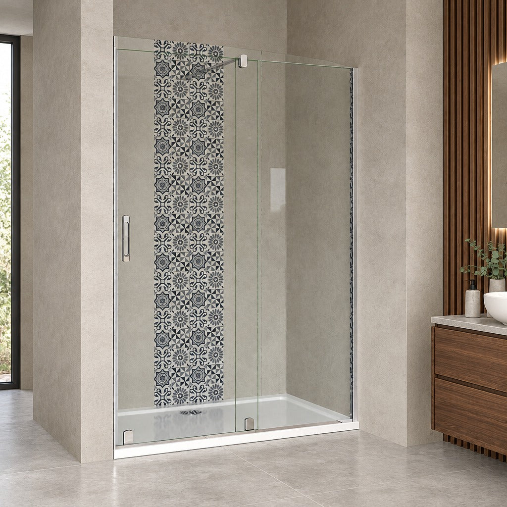 Porte de douche coulissante pour niche – en situation dans une salle de bain