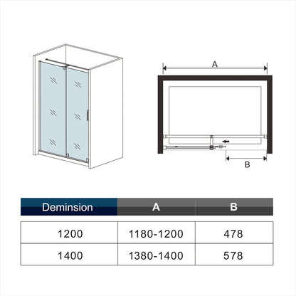 Porte de douche coulissante pour niche – schéma et dimensions