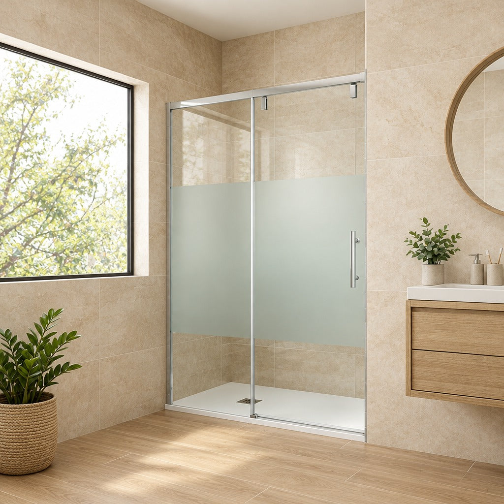 Porte de douche coulissante pour niche – en situation dans une salle de bain