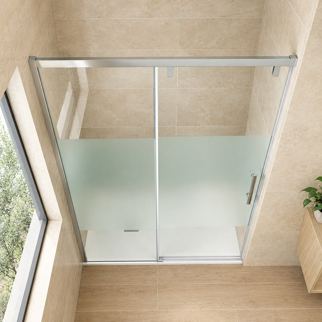 Porte de douche coulissante pour niche – en situation dans une salle de bain