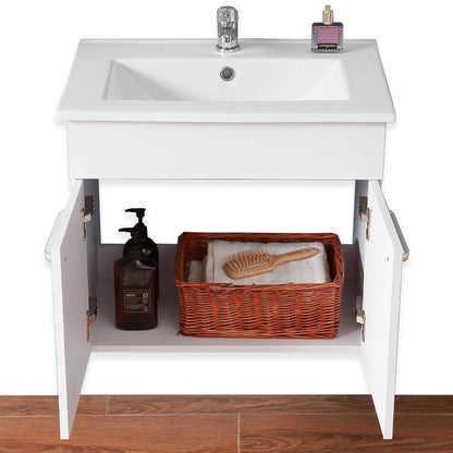 Meuble sous-vasque suspendu 58 cm avec vasque en céramique – vue produit et dimensions