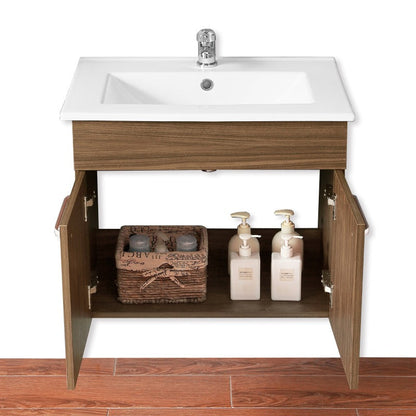 Meuble sous-vasque suspendu 58 cm avec vasque en céramique – vue produit et dimensions