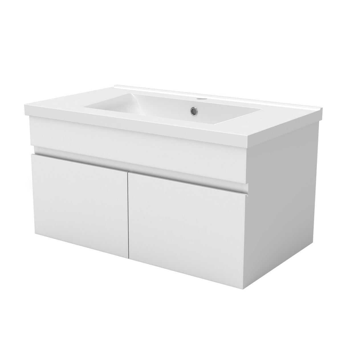 Meuble sous-vasque suspendu 80 cm avec vasque en céramique – vue produit et dimensions