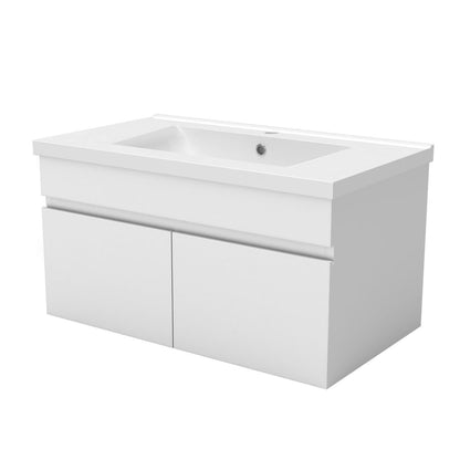 Meuble sous-vasque suspendu 80 cm avec vasque en céramique – vue produit et dimensions