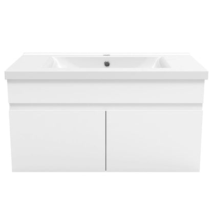 Meuble sous-vasque suspendu 80 cm avec vasque en céramique – vue produit et dimensions