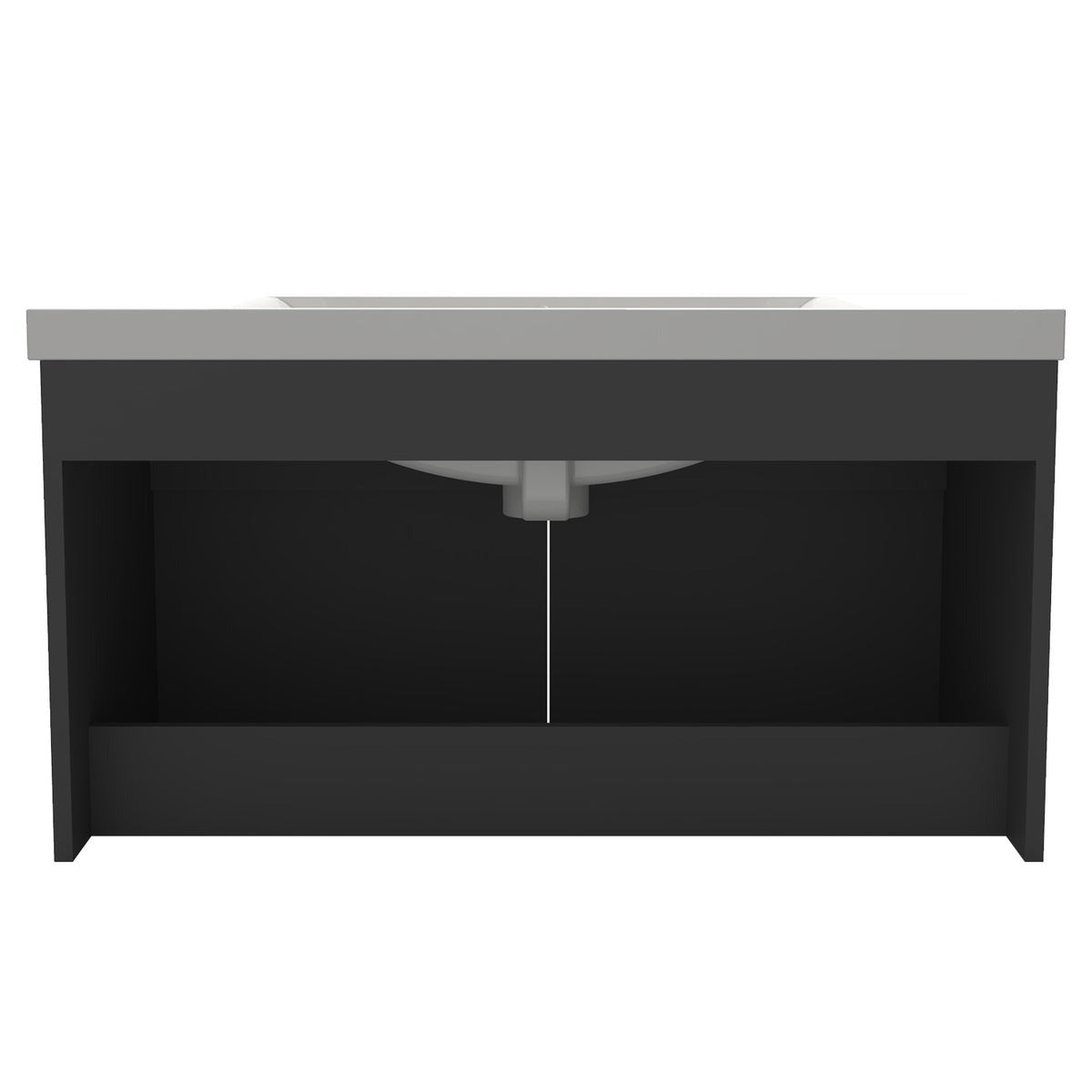 Meuble sous-vasque suspendu 80 cm avec vasque en céramique – vue produit et dimensions