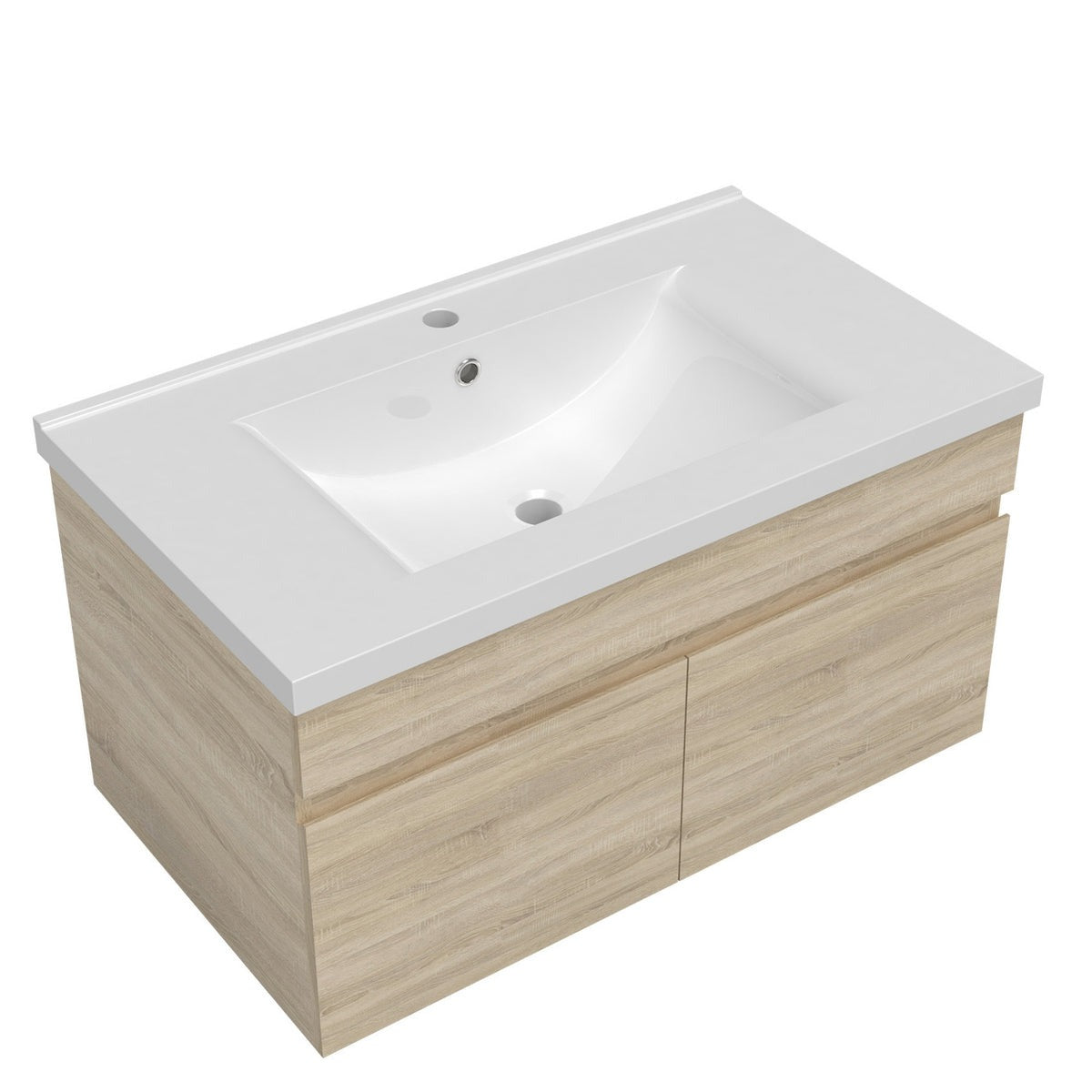 Meuble sous-vasque suspendu 80 cm avec vasque en céramique – vue produit et dimensions