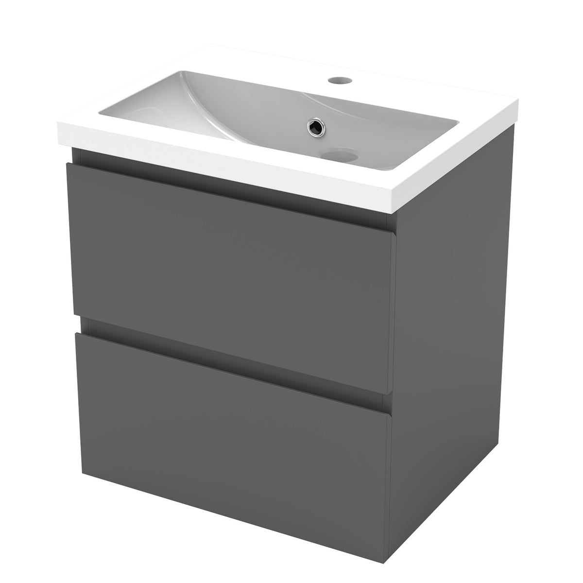 Meuble sous-vasque suspendu 50 cm avec vasque en résine – vue produit et dimensions