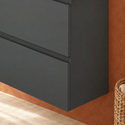 Meuble sous-vasque suspendu 50 cm avec vasque en résine – dans une salle de bain