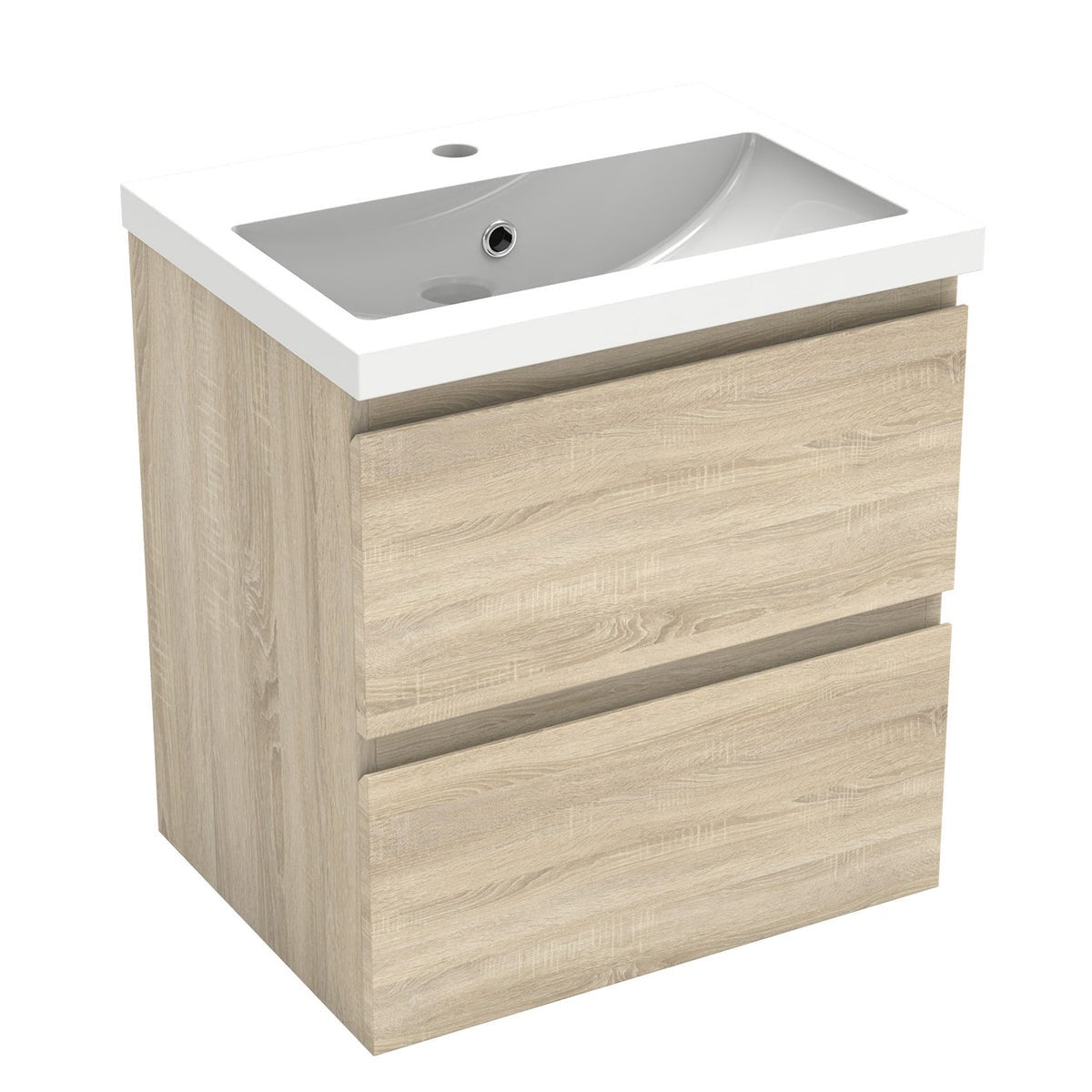 Meuble sous-vasque suspendu 50 cm avec vasque en résine – vue produit et dimensions