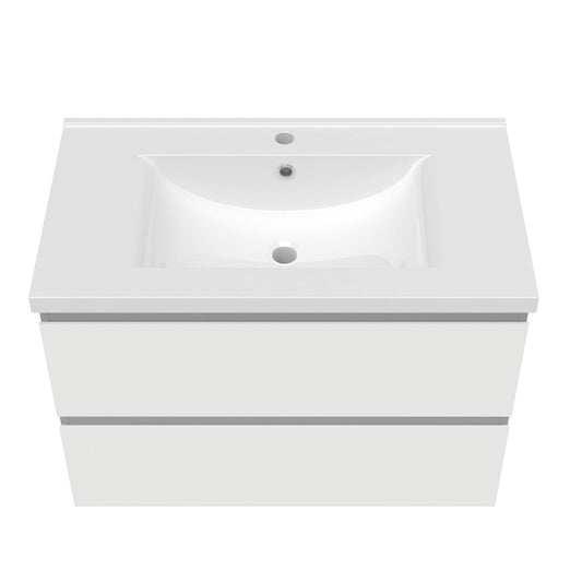 Meuble sous-vasque suspendu 80 cm avec vasque en céramique – vue produit et dimensions