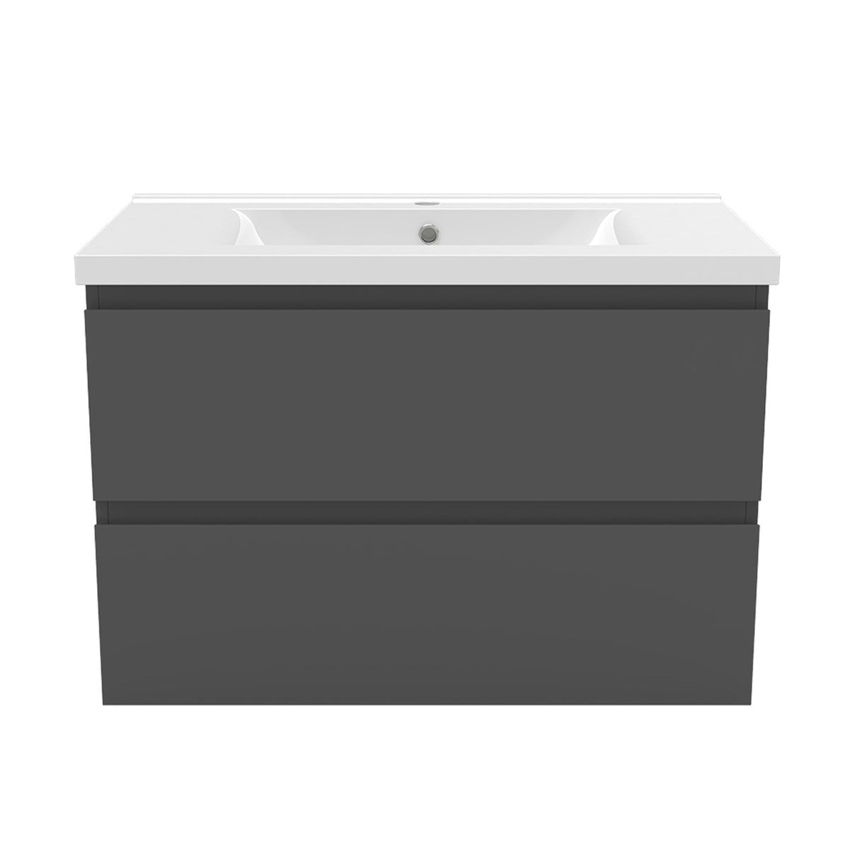 Meuble sous-vasque suspendu 80 cm avec vasque en céramique – vue produit et dimensions
