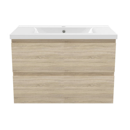 Meuble sous-vasque suspendu 80 cm avec vasque en céramique – vue produit et dimensions